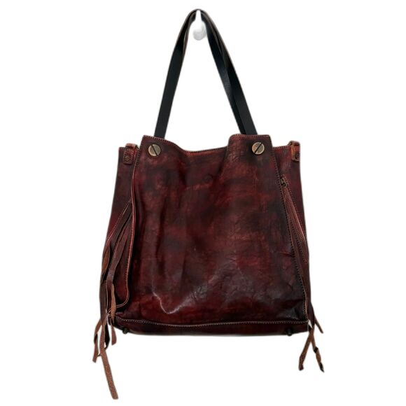 Old Trend Daisy Tote Bag Distressed Leather Burgundy Red Convertible Crossbody - Picture 1 of 7